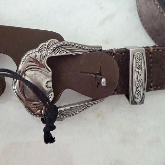 Brown suede Leather Men's Belt with Silver Buckle made in Italy belt Italy made - Picture 2 of 9